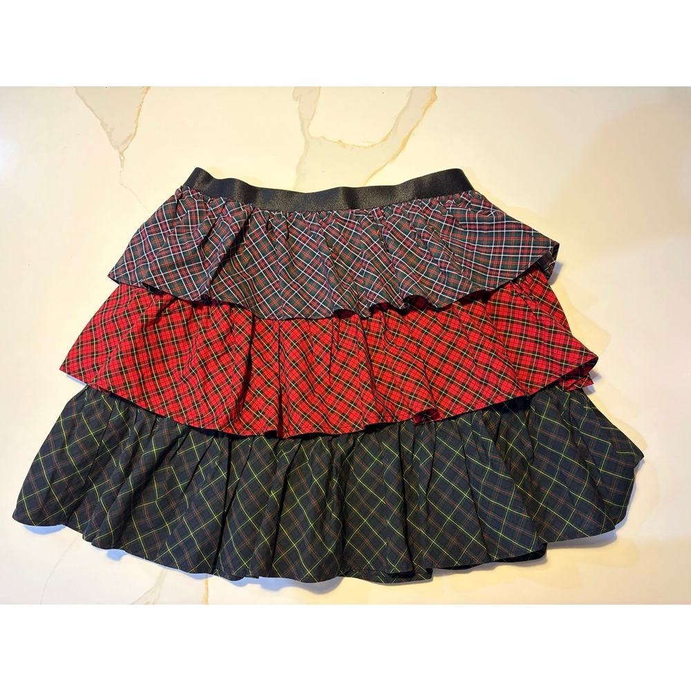 Polo Ralph Lauren Girls Plaid Tiered Ruffle Skirt Size Large 12-14 Preppy Holida